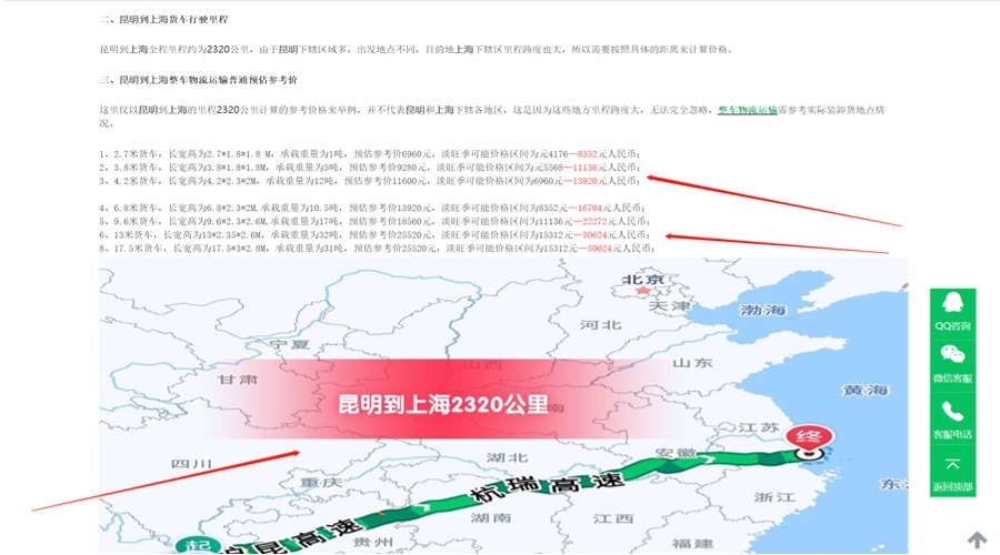 整车物流车型价格查询